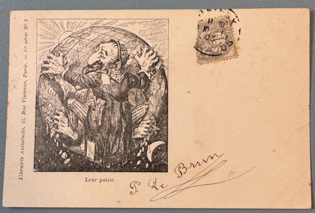 Anti-Semitic Satirical CPA Postcard Bookshop Paris Series No. 2 Leur Patrie