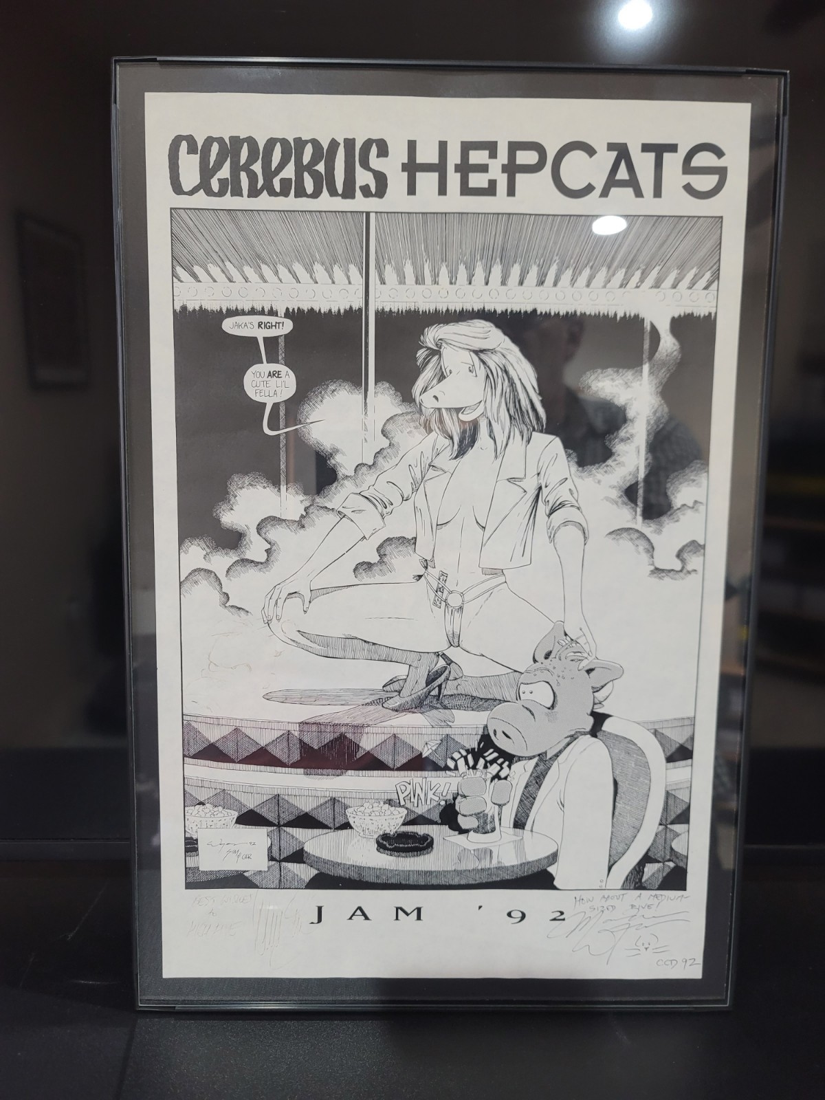 Signed 1992 Cerebus Hepcats Jam Print  Original Hand Sketched Cerebus Rare
