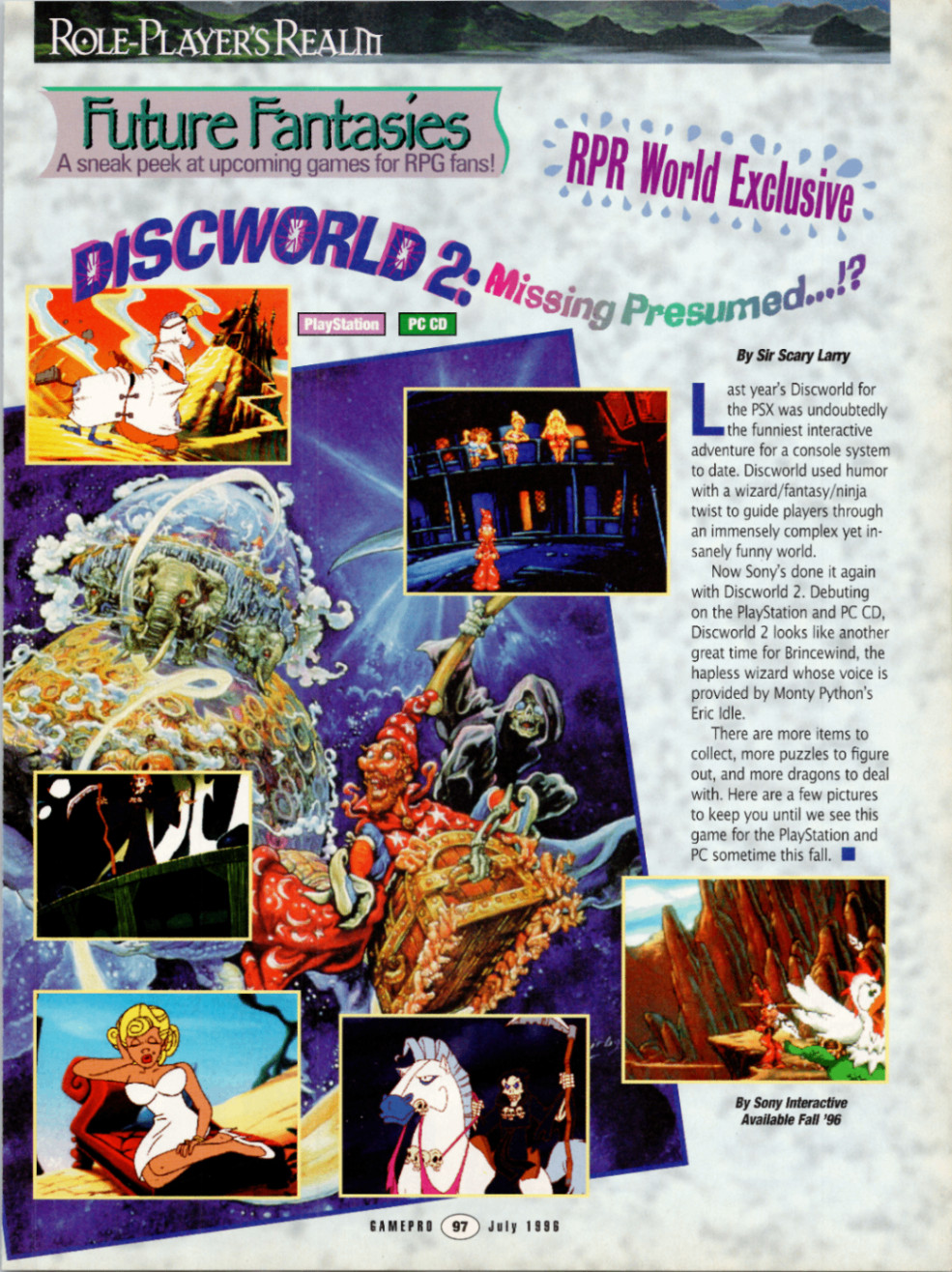 Discworld 2 Missing Presumed Magazine Article GamePro July 1996