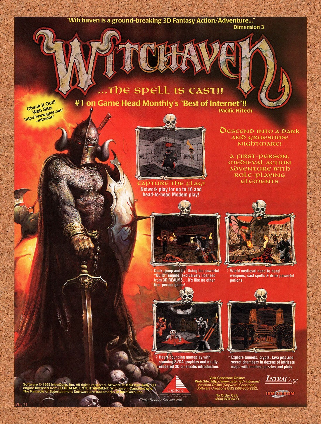 1995 Witchaven 1 PC Original Advertisement / Retro Promo v1