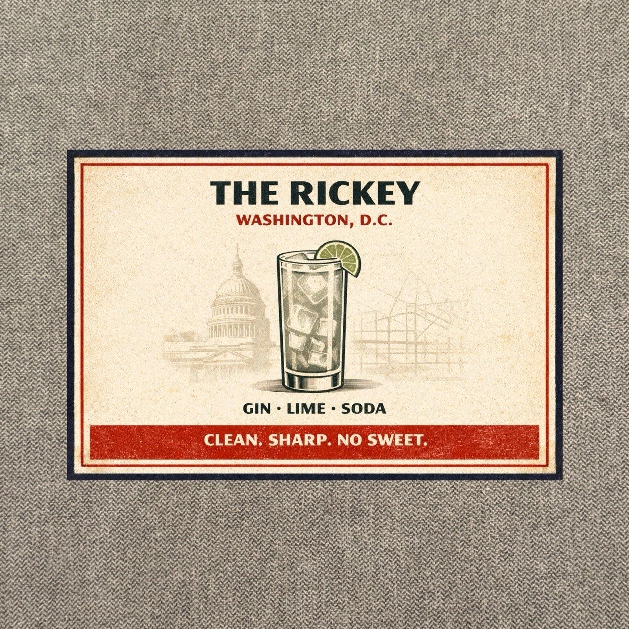 The Rickey, The Washington DC Handshake Metal Sign 12”;  Maryland Georgetown ON
