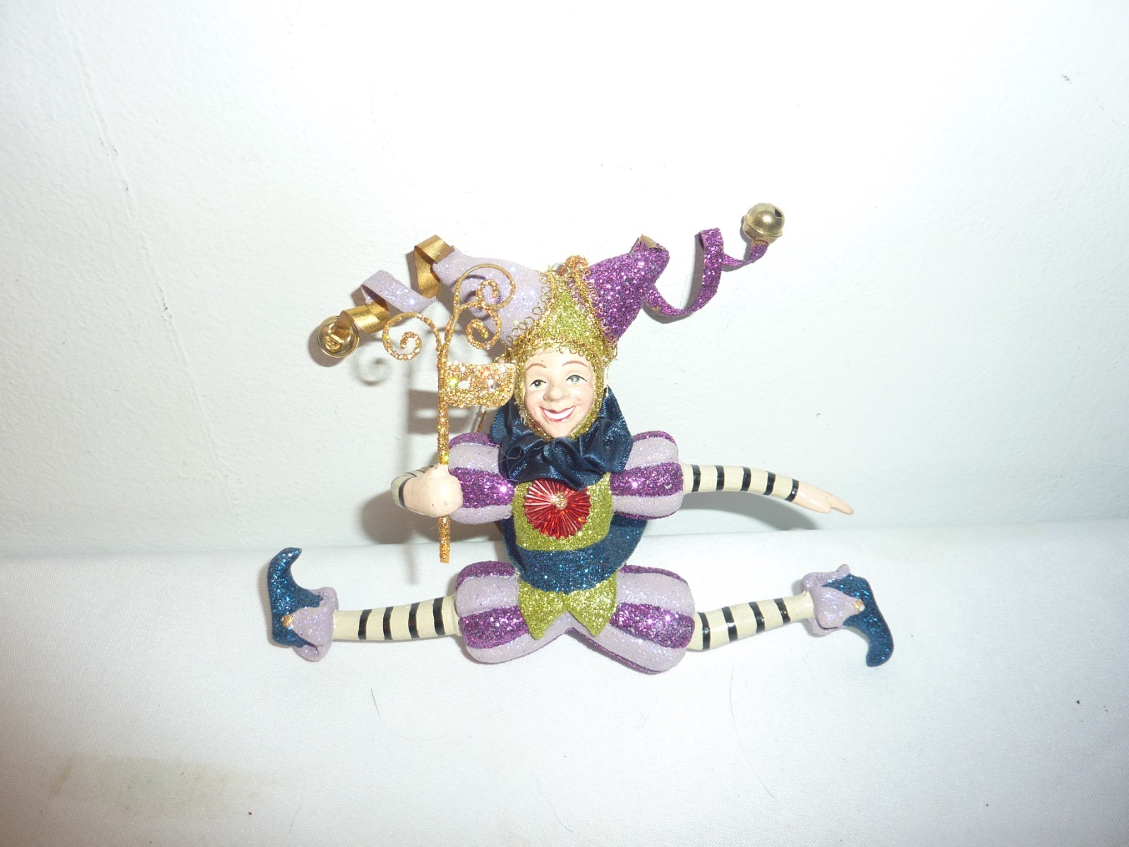 VTG Katherine\'s Collection Harlequin Splitting Leaping Jester Christmas Ornament