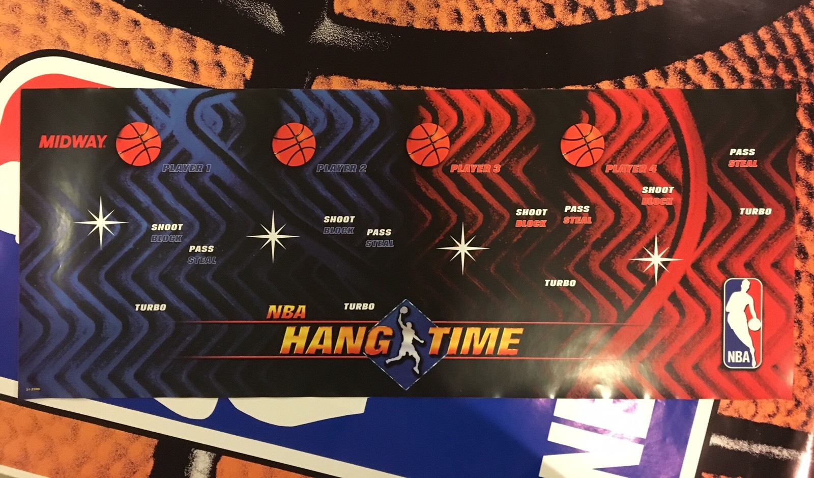 NBA Hangtime Arcade Control Panel Overlay CPO Decal Maximum Hang Time Jam Midway