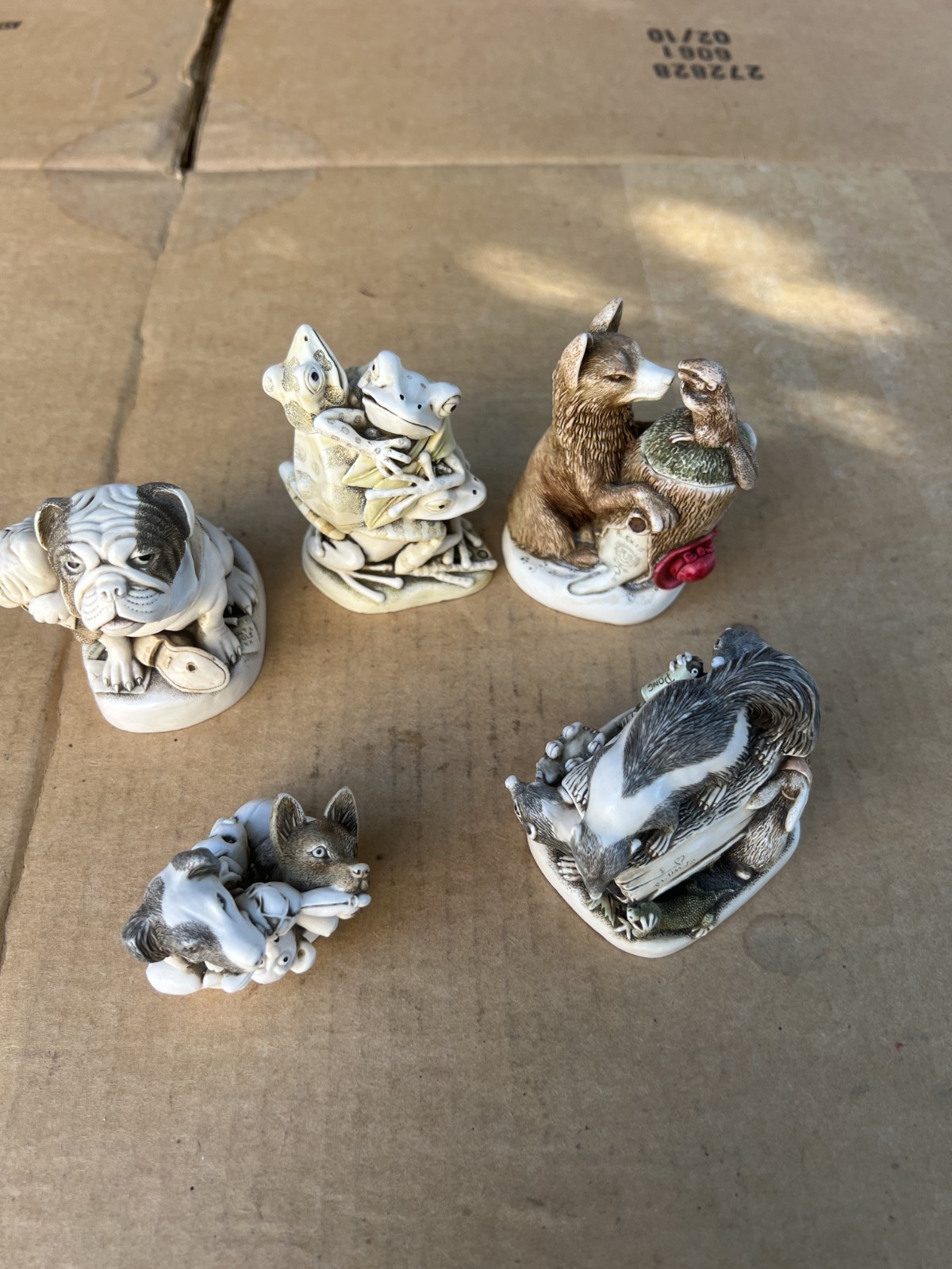 Lot of 5 Harmony Kingdom Trinket Box Figurines: Dead Ringer, Petty Teddies, etc