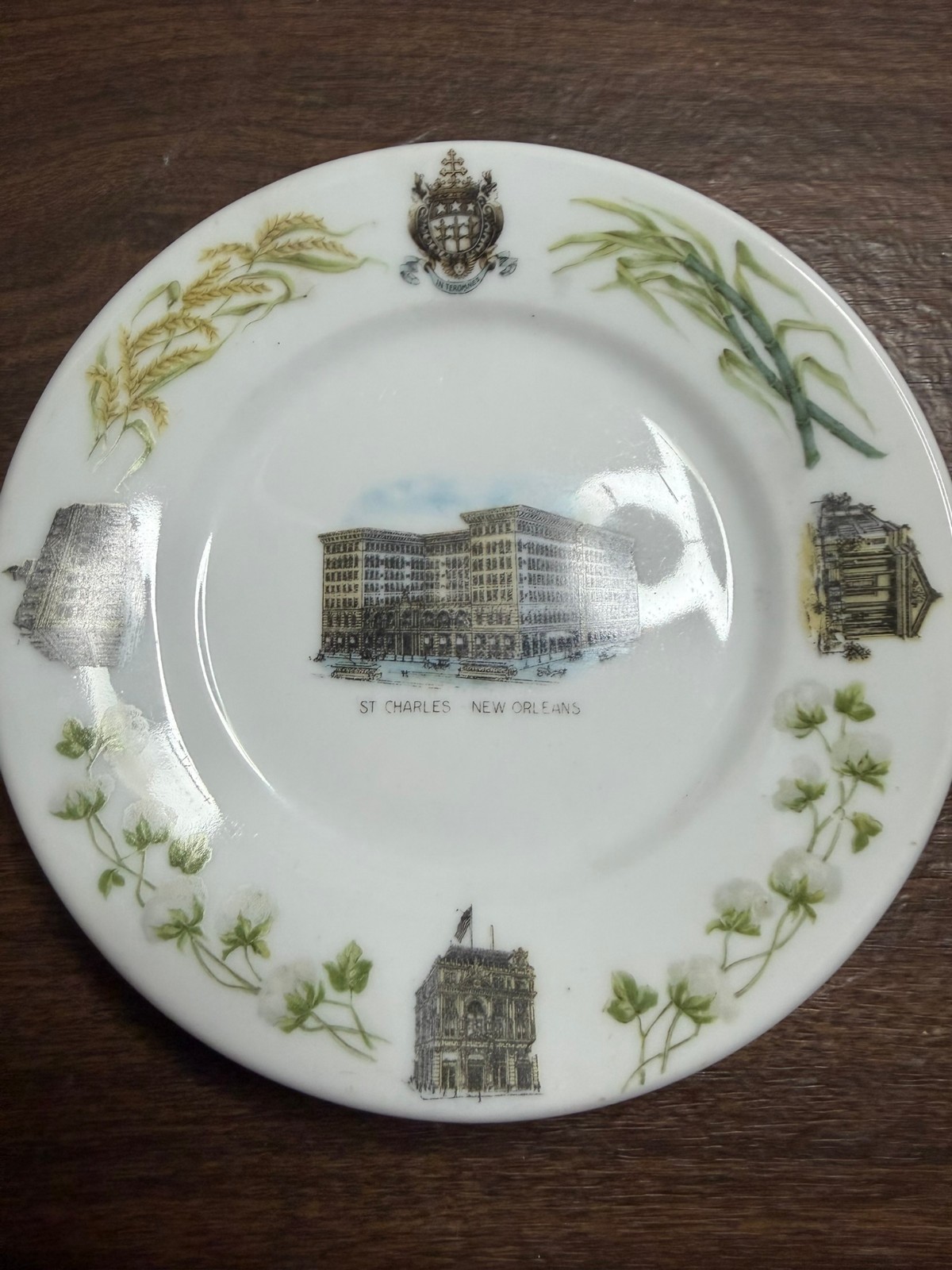 Antique Hotel China plates (2) St. Charles Hotel New Orleans Louisiana 6.5