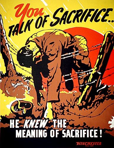 WWII Propaganda Poster - \'You Talk of Sacrifice..\' - c1940s - 24x32” 🇺🇸
