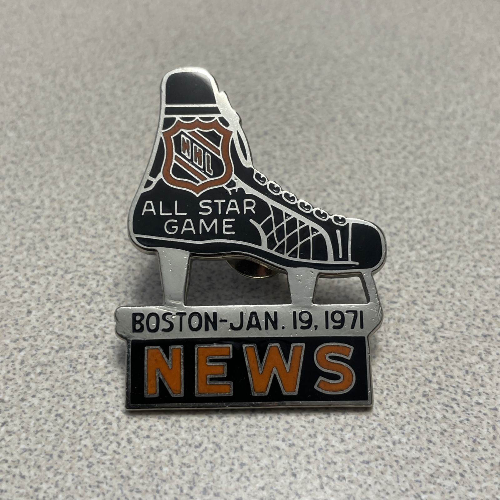 NHL All Star Game Boston MA January 19th 1971 News Press Skate Pin