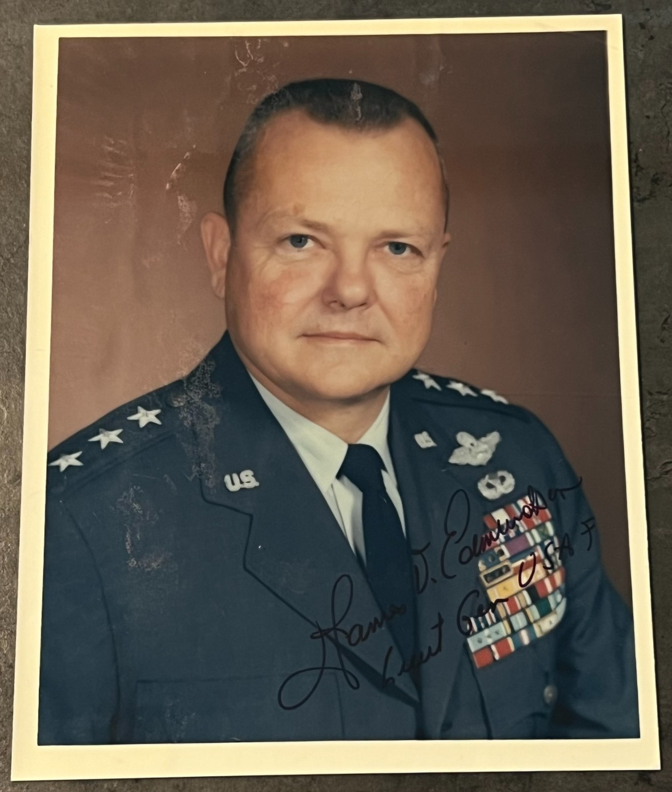 Brig Gen James V Edmundson Signed USAF Color Photo Air Force Autograph