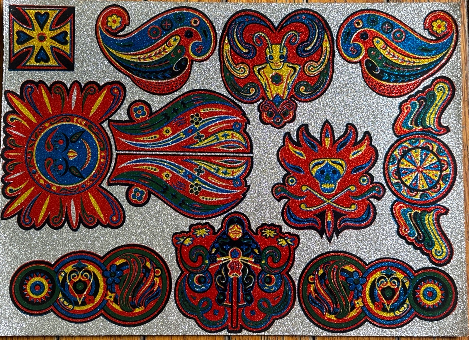 RARE VINTAGE 1960s MetalFlake Inc BLIPS Psychedelic Glitter Decals SHEET Of 12