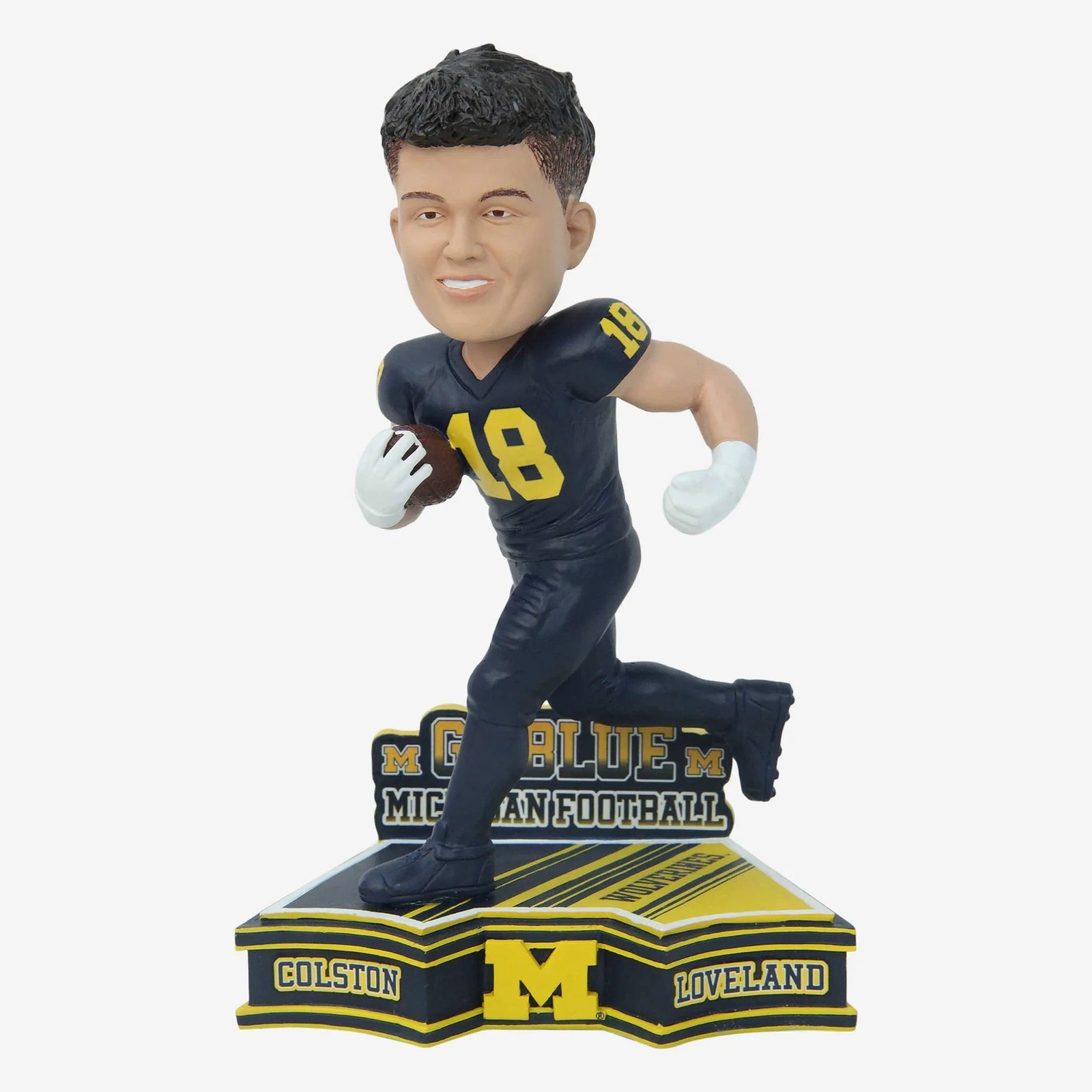 Colston Loveland Michigan Wolverines 2023 Football Blue Jersey Bobblehead