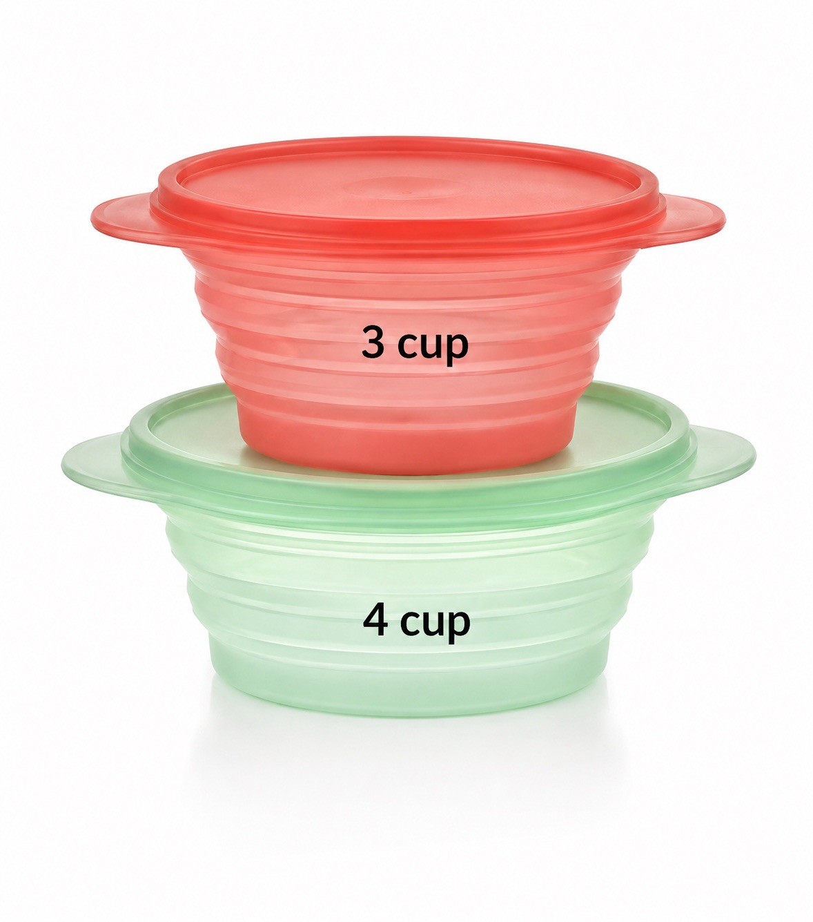 Tupperware FlatOut Collapsible Bowl Set 3 Cup & 4 Cup Red Green NEW