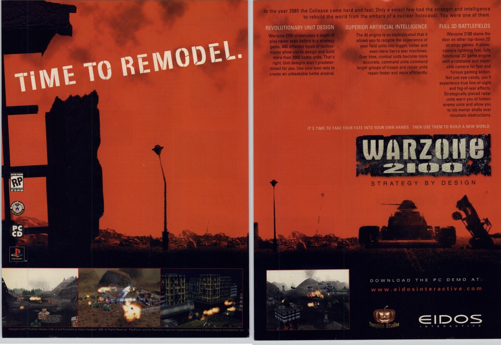 Warzone 2100 RTS PC Video Game Art 1998 Vintage Print Ad Poster