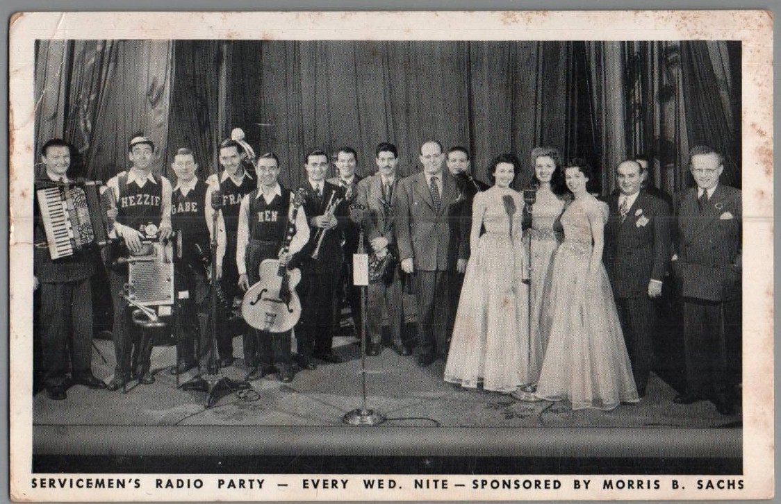 1944 WWII Morris B. Sachs Chicago Servicemen\'s Radio Party Band Picture Postcard