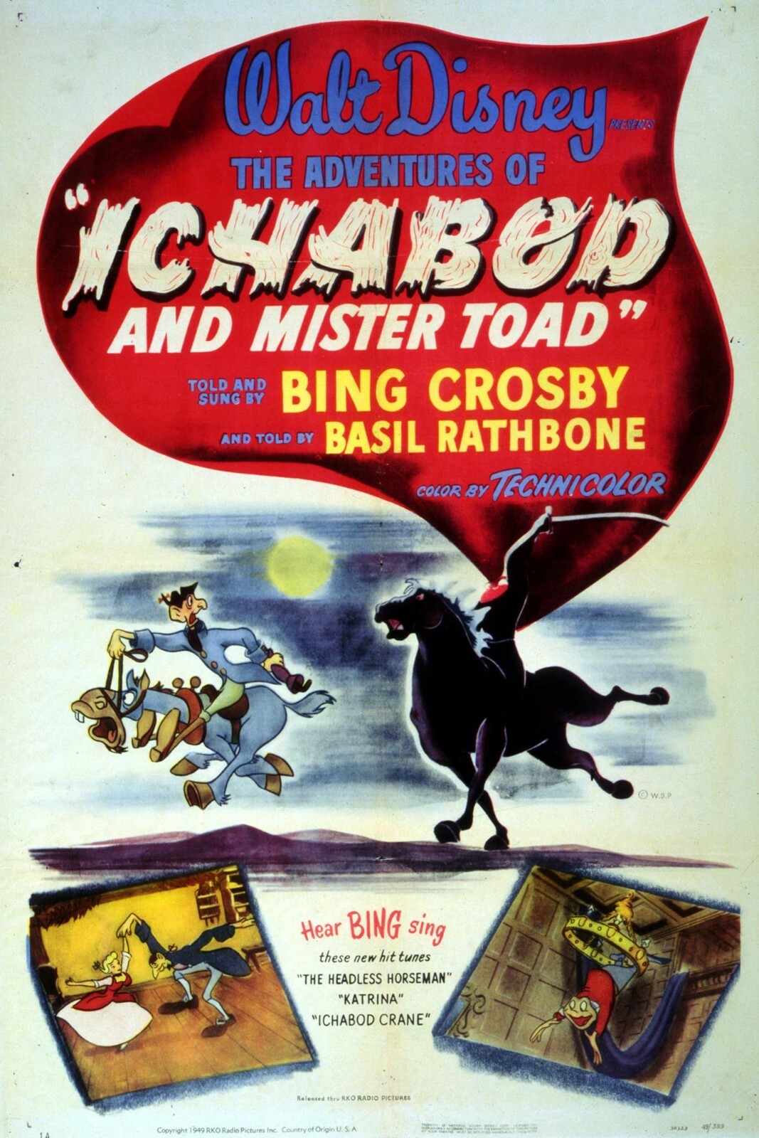 1949 Walt Disney The Adventures Of Ichabod & Mr. Toad Headless Horseman 🎃🐴🎃