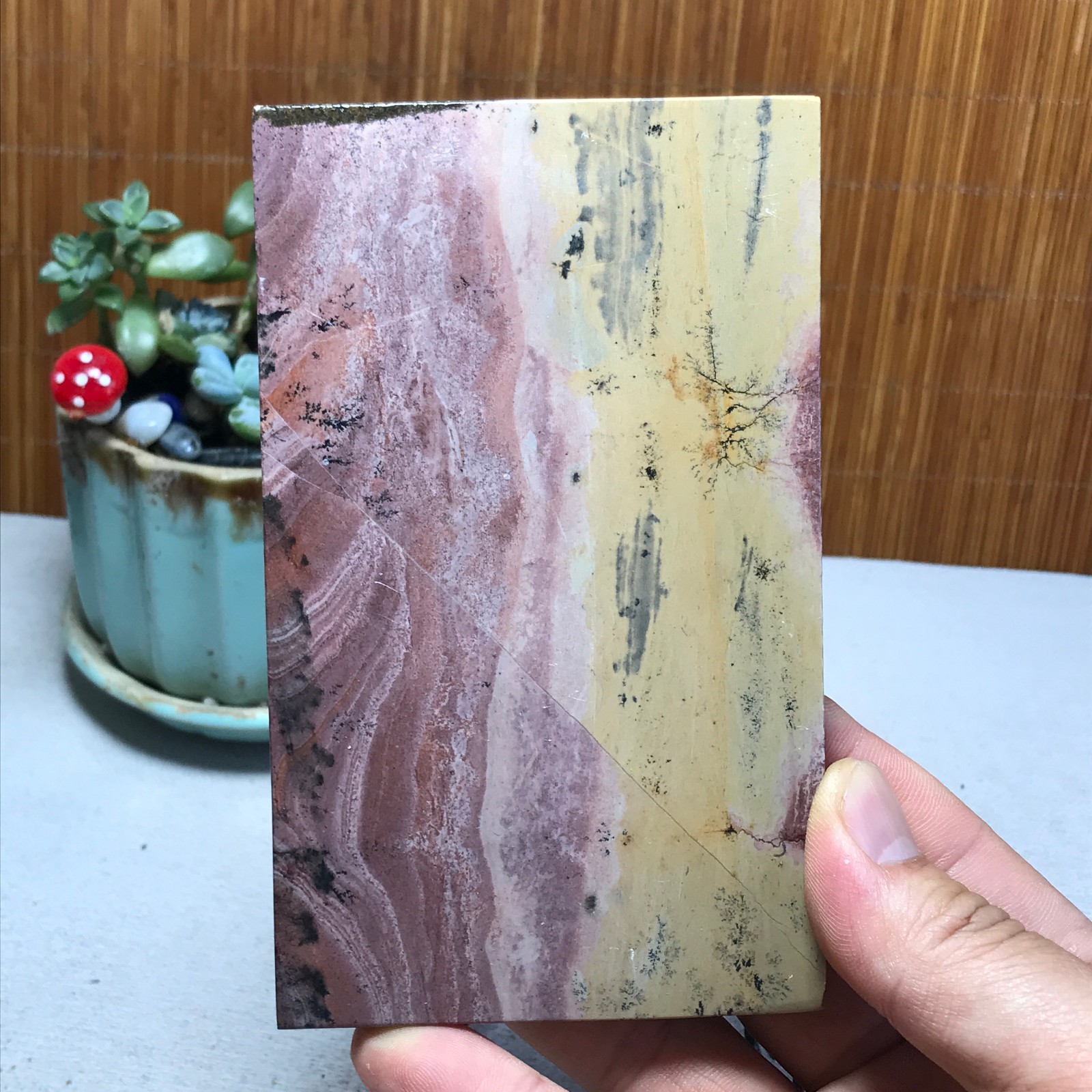 229g Natural Chinese painting stone crystal ornaments for home decoration A5757