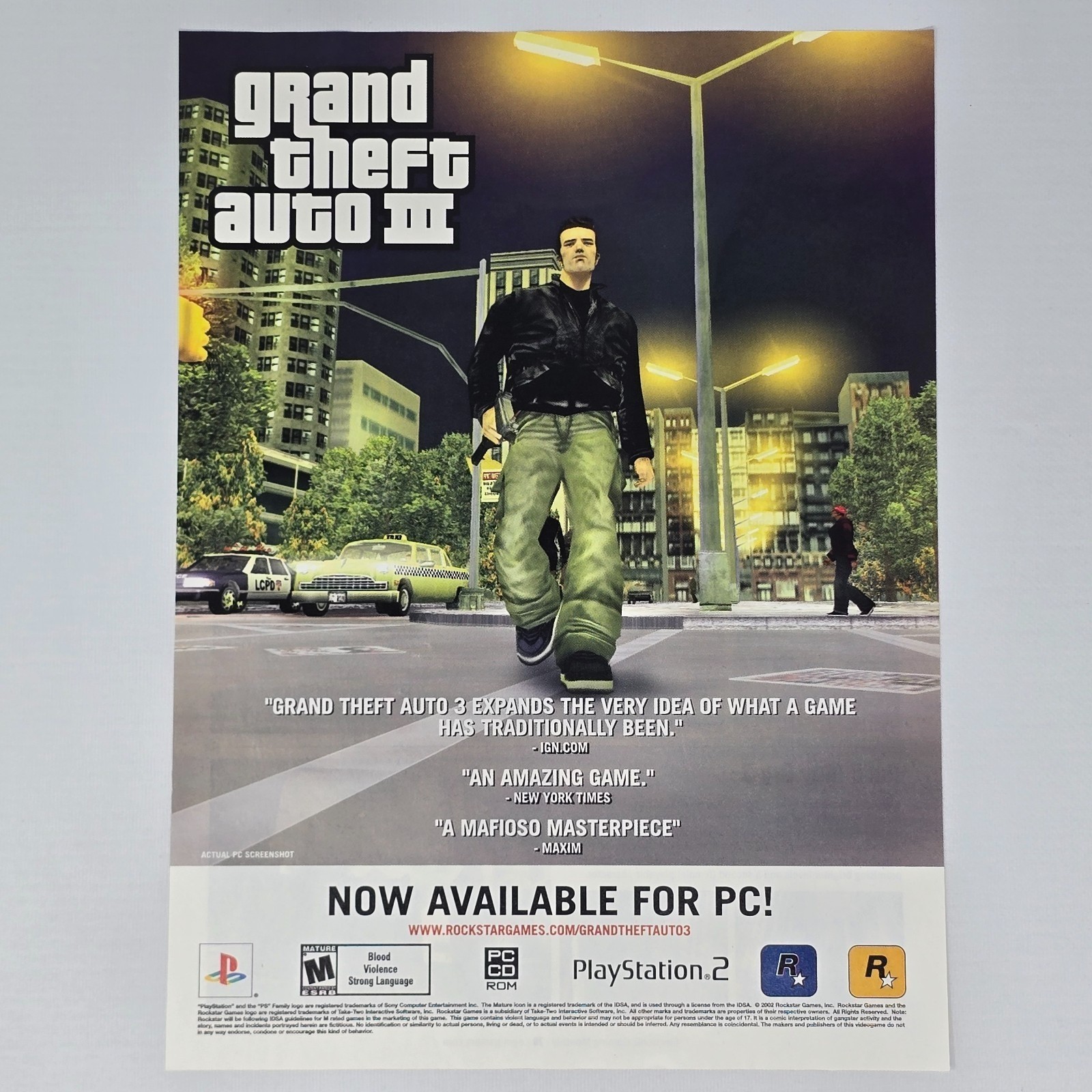 Grand Theft Auto III 3 PlayStation 2 PS2 PC Authentic Magazine Ad