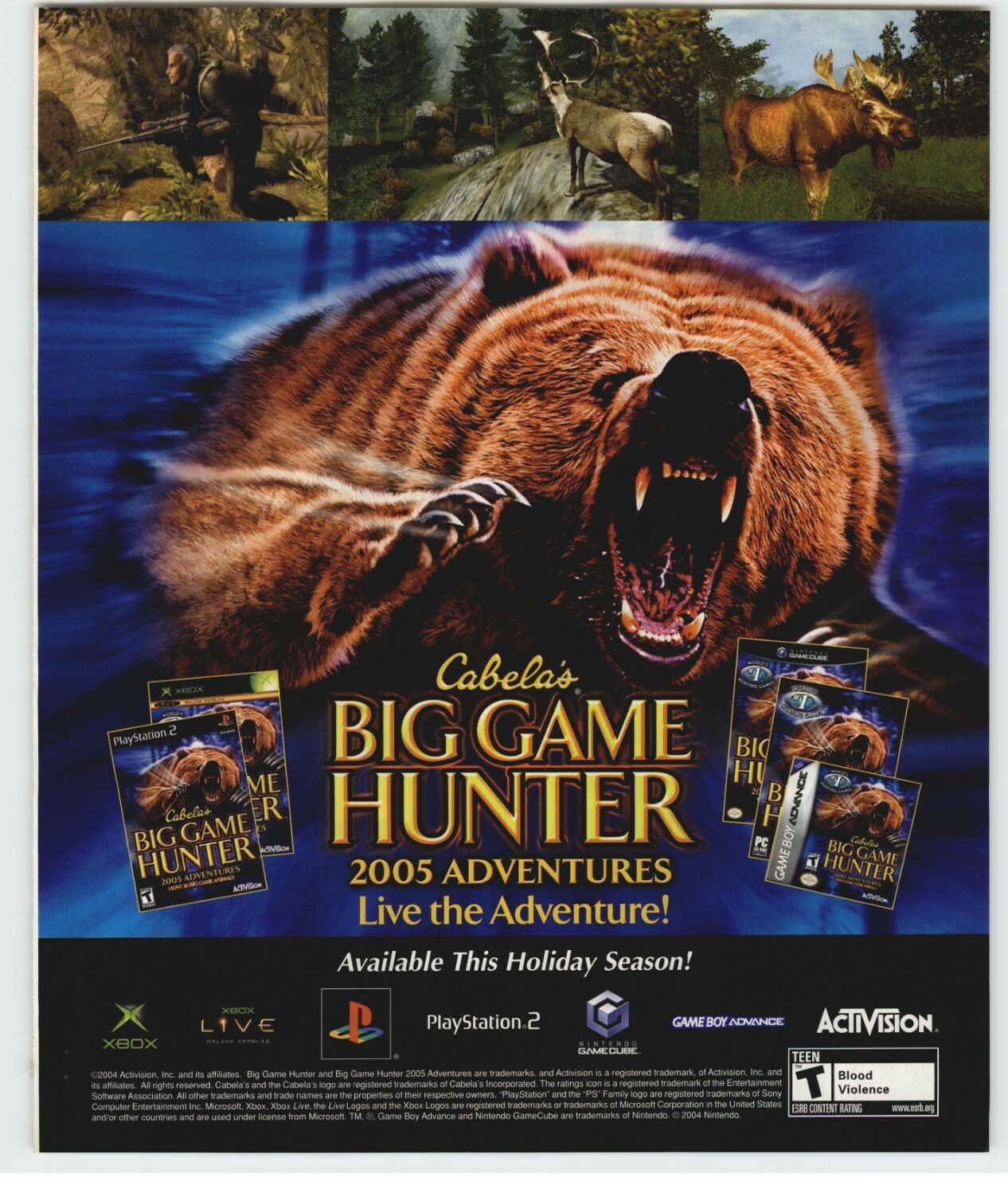 Cabela's Big Game Hunter 2005 Vintage Print Ad/Poster Official PS2 Xbox GCN Rare