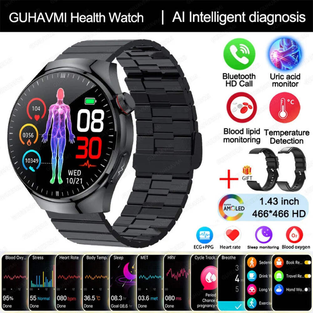 GUHUAVMI Smart Watch (TK26) - Advanced Health Tracker with ECG, Blood Oxygen & M