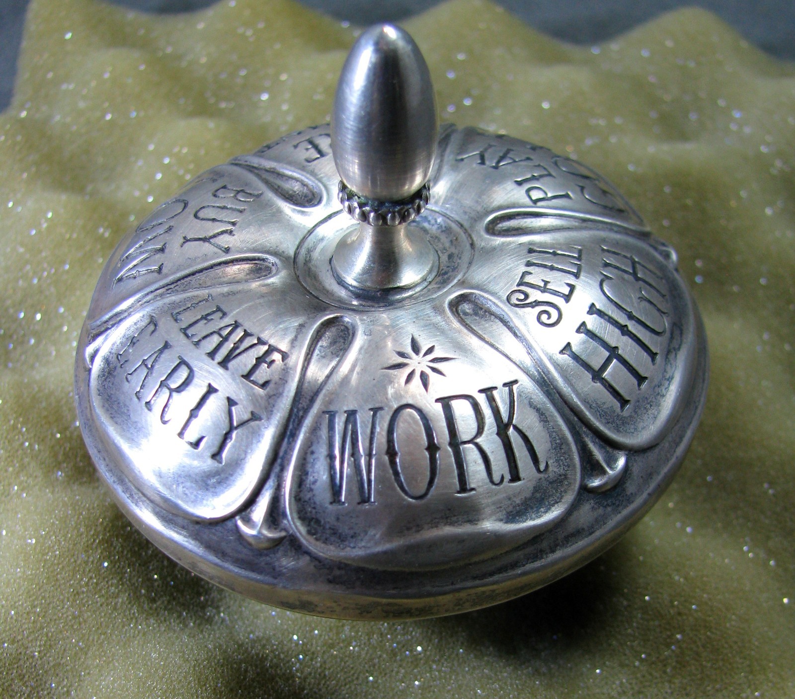 Rare Vintage Gorham Sterling Silver Spinning Top Stock Market Decision Maker