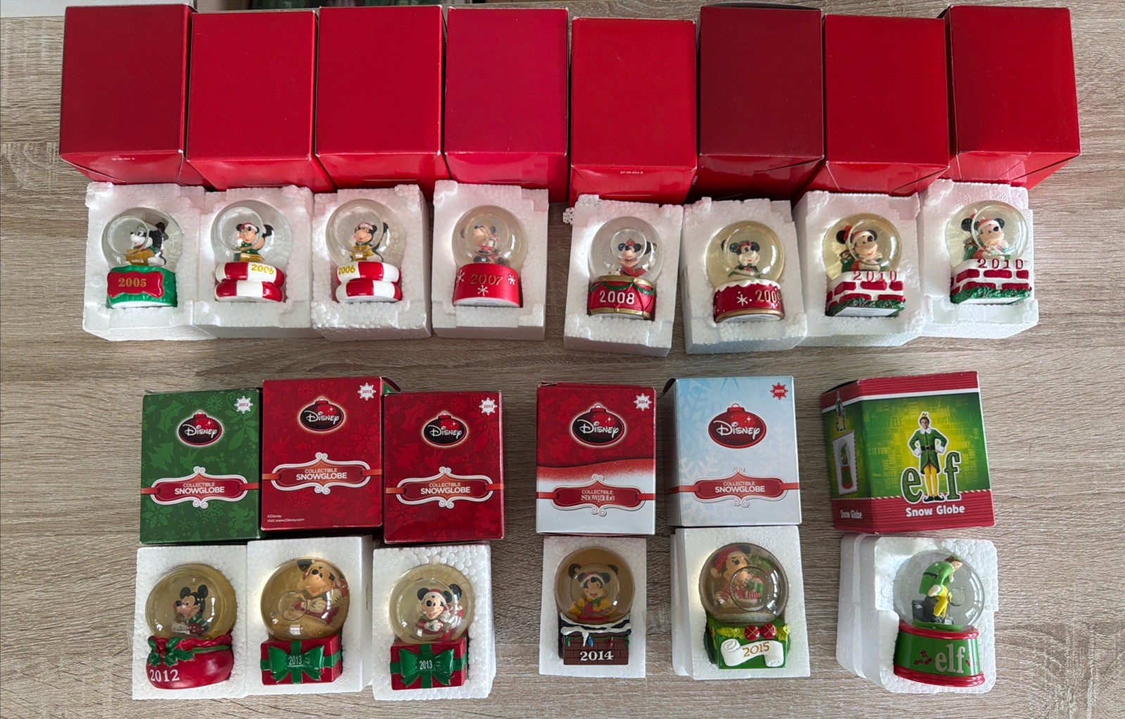 Lot of 14 Disney Christmas Mini JCPenney Snow Globes 2005-2015 Mickey Mouse