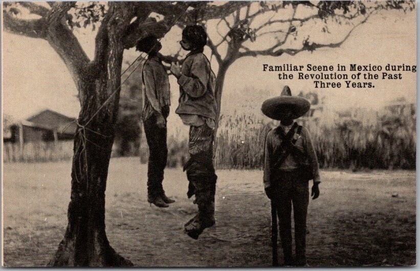 c1910s MEXICAN REVOLUTION Postcard Hanging 