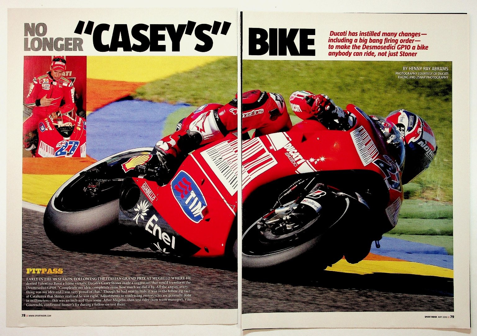 Casey Stoner Ducati MotoGP Magazine Article Spread Ephemera 2010 Motorcycle