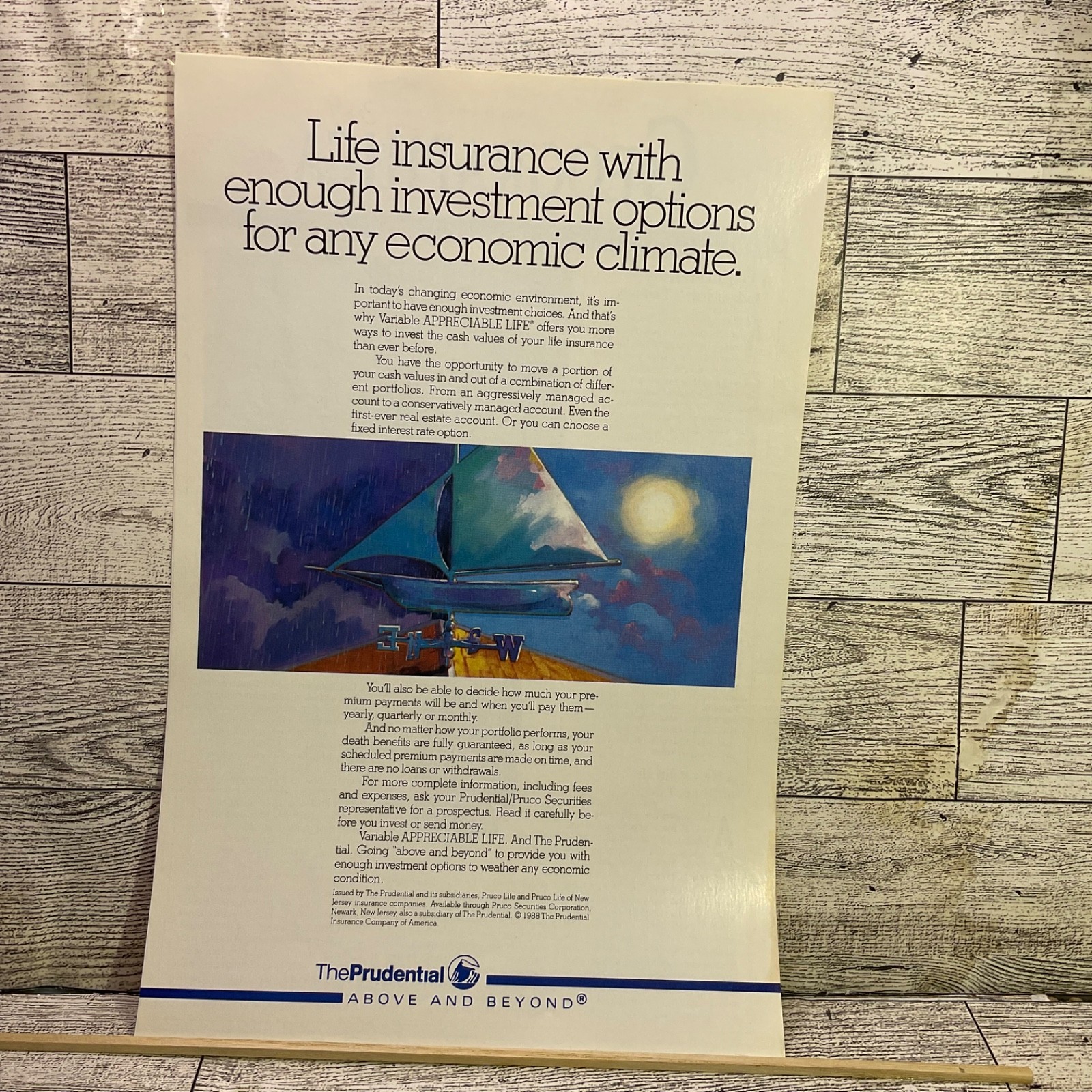 1989 Vintage Printed Ad The Prudential Insurance Co. Life Insurance with Investm