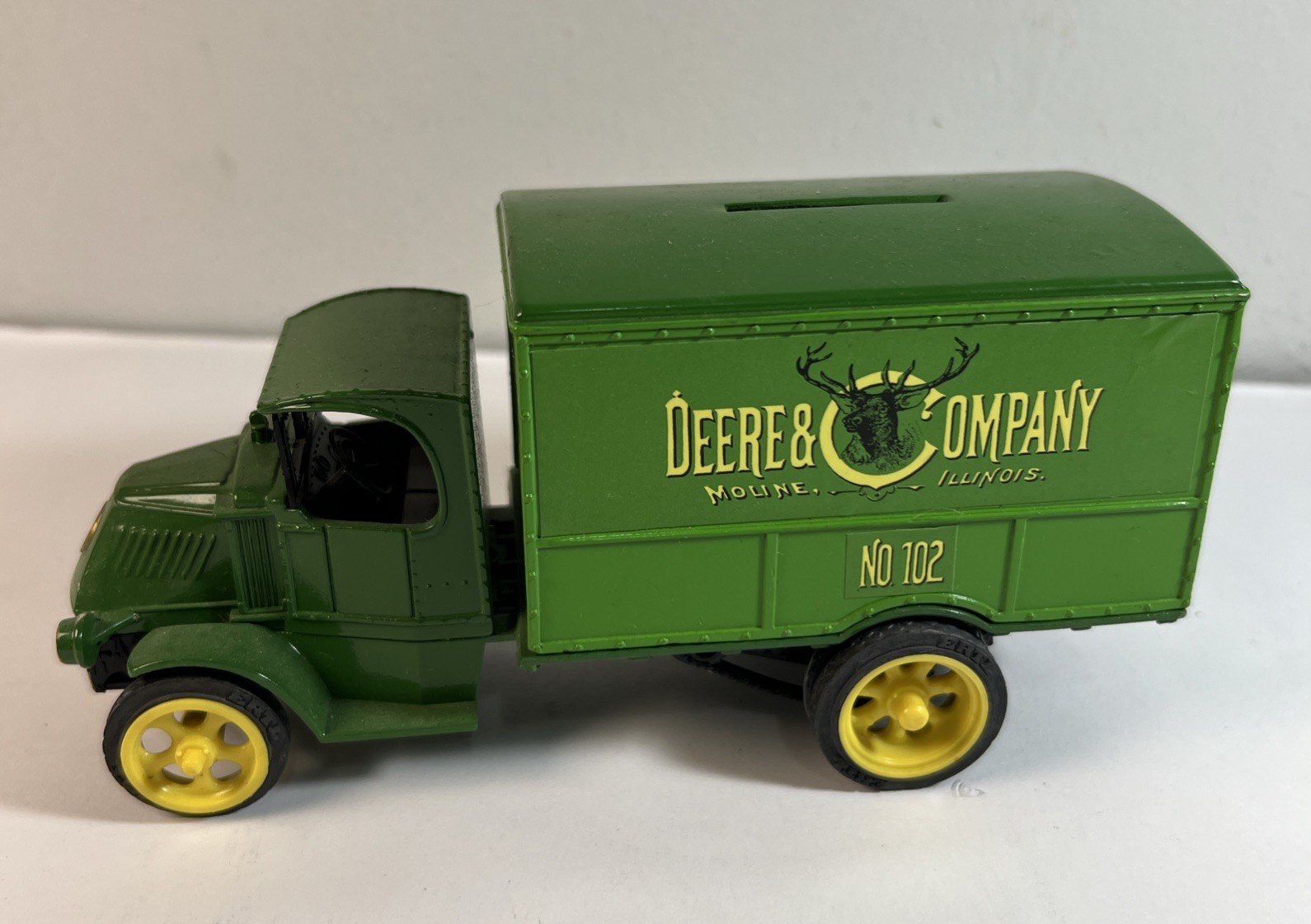 ERTL 1926 Mack Truck Van Bank John Deere Die Cast Metal Coin Bank Rare Farm Toy