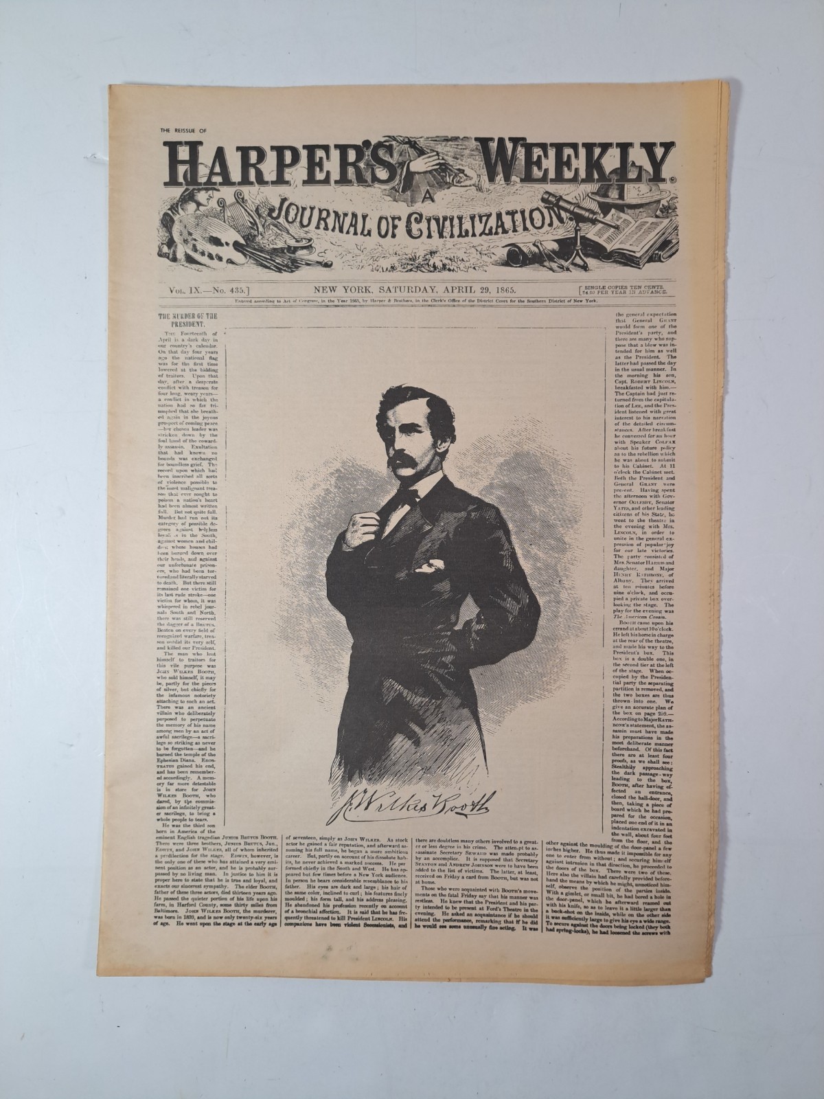 Vol. IX The Reissue Of Harpers Weekley Newspaper AS IS Saturday April 29 1865