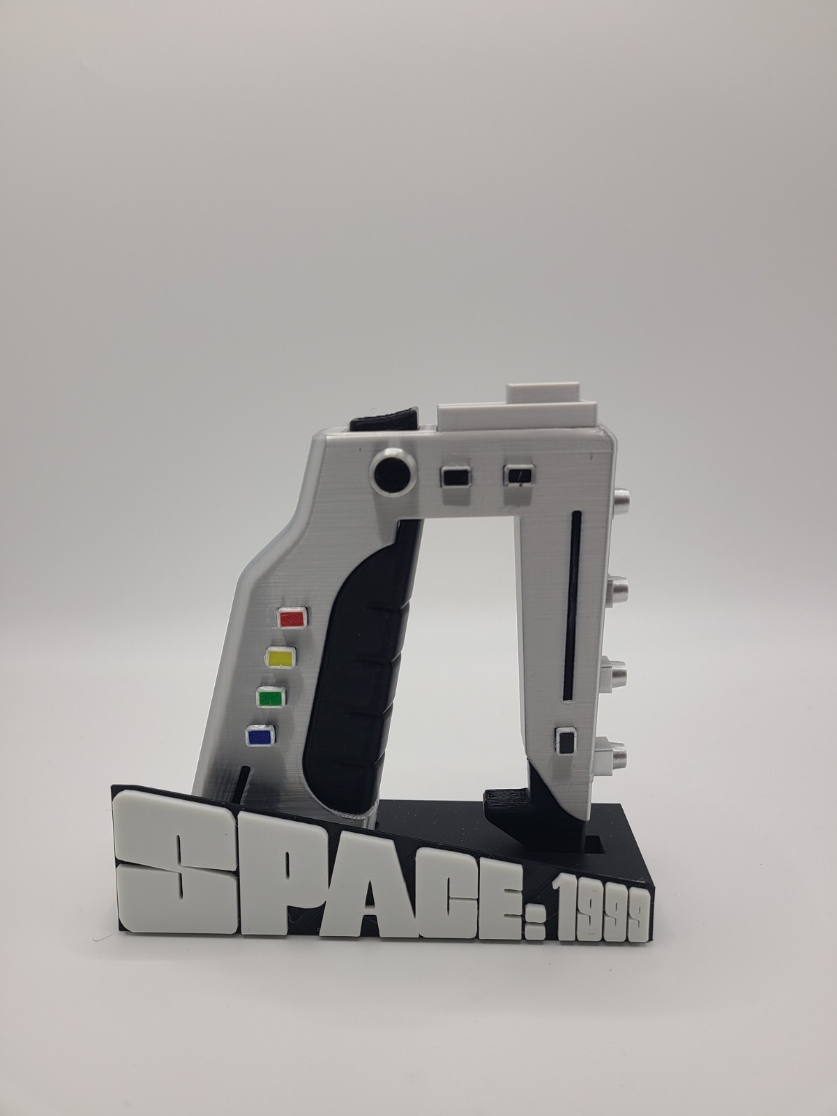 3D Printed Space: 1999 Laser Pistol Replica with Display Stand Updated Version 