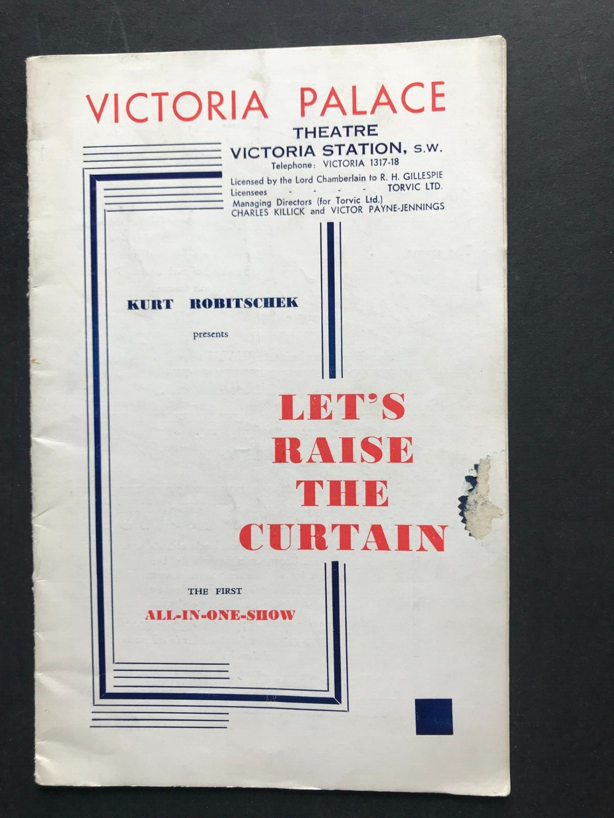 1938 Let's Raise The Curtain Victoria Palace Theatre Programme Florence Desmond