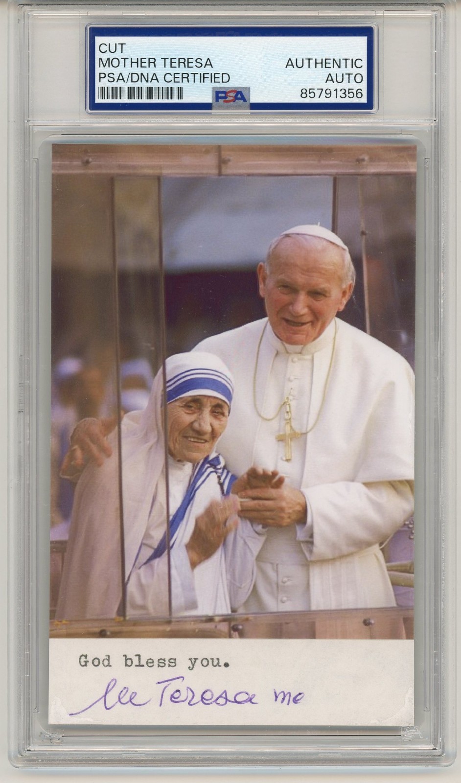 Mother Teresa ~ Signed Autographed Signature Pope John Paul II ~ PSA DNA Encased