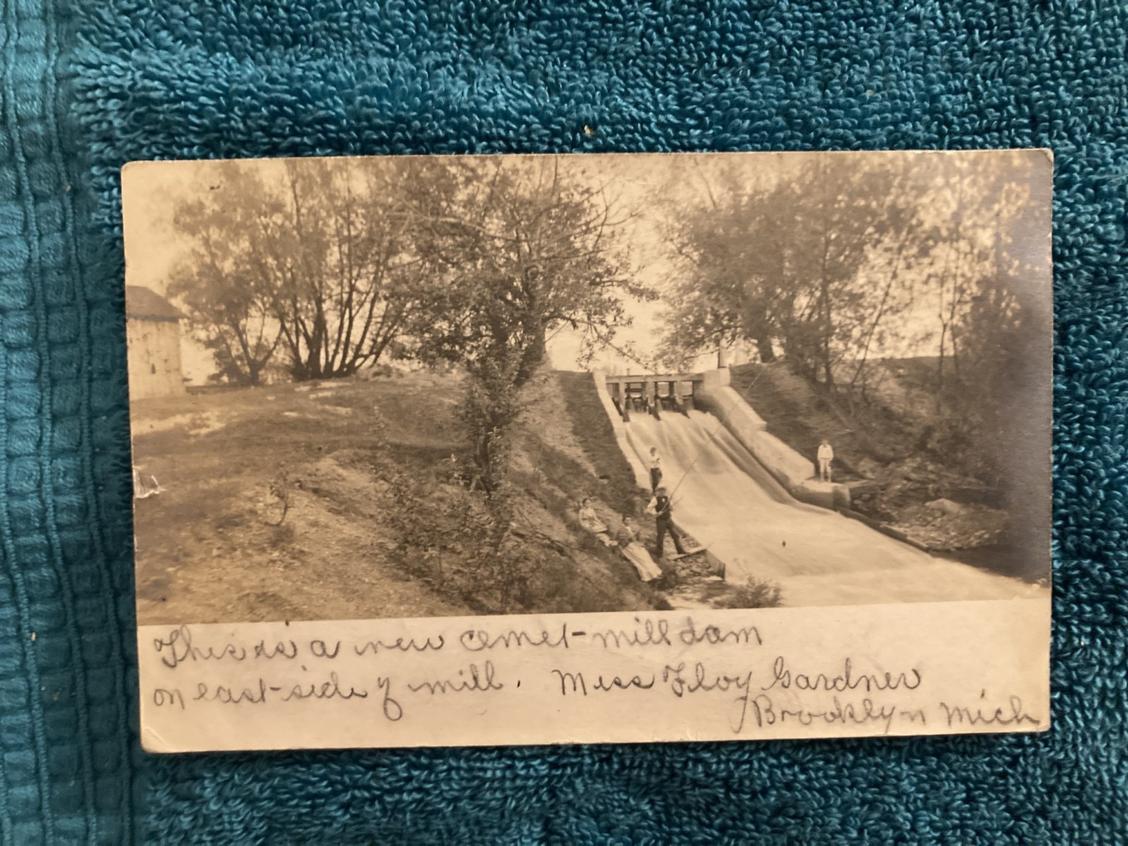 RPPC Brooklyn Michigan Cement Mill Dam Posted 1906 to Chancellor Arcanum Ohio