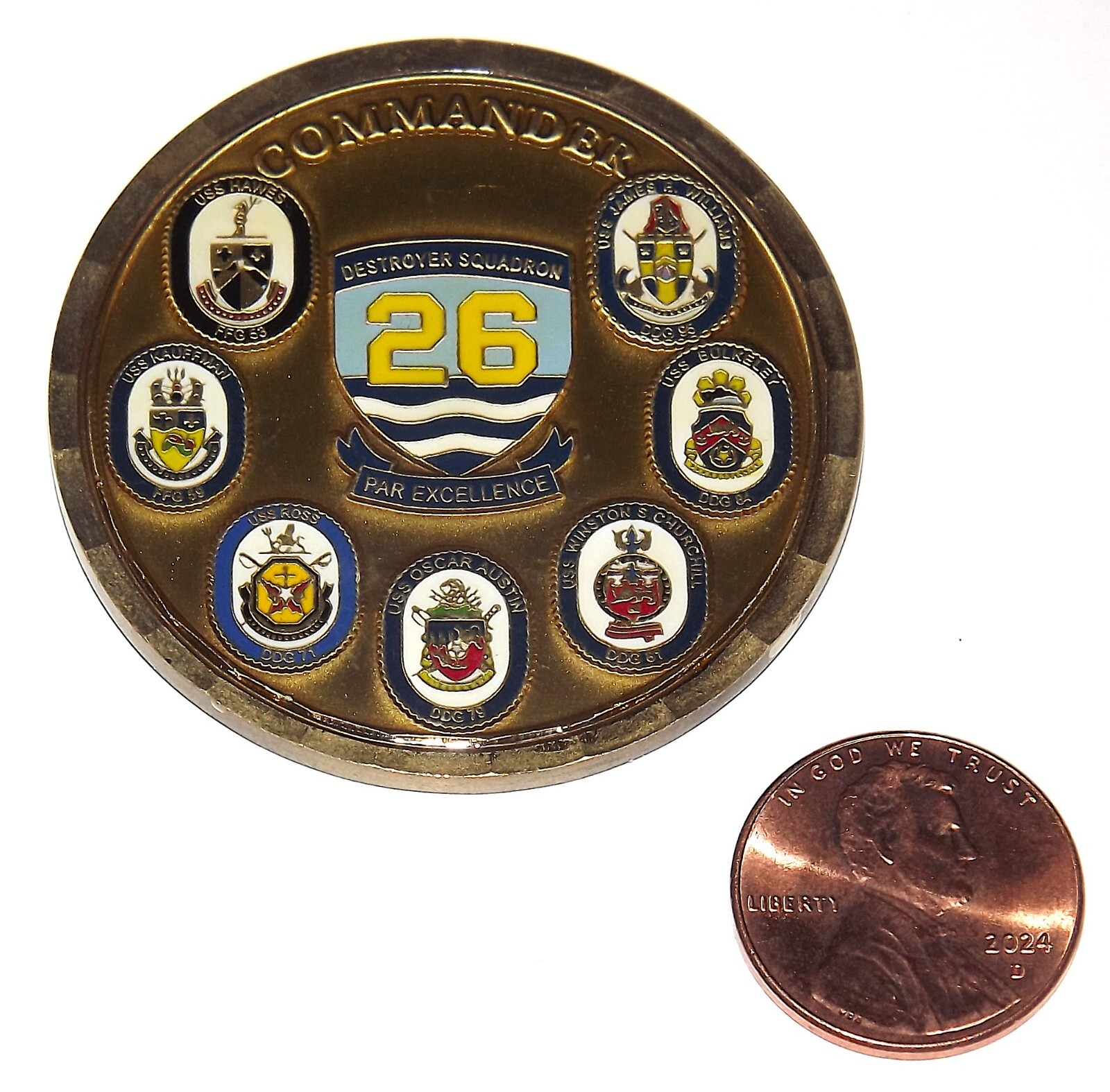 Challenge Coin - US Navy - Commander - Commodore - DESRON 26 - Par Excellence