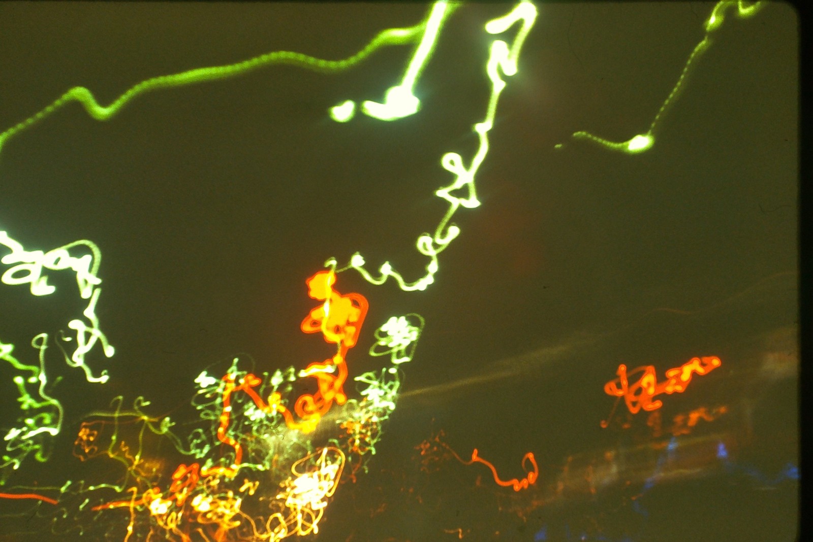c1970's Kodachrome 35mm Slide Abstract Light Trails Night Photography Art