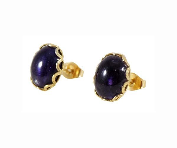 Antique 18thC 4ct Iolite+14ktGF Earrings: Medieval Shaman Astral Travel Talisman