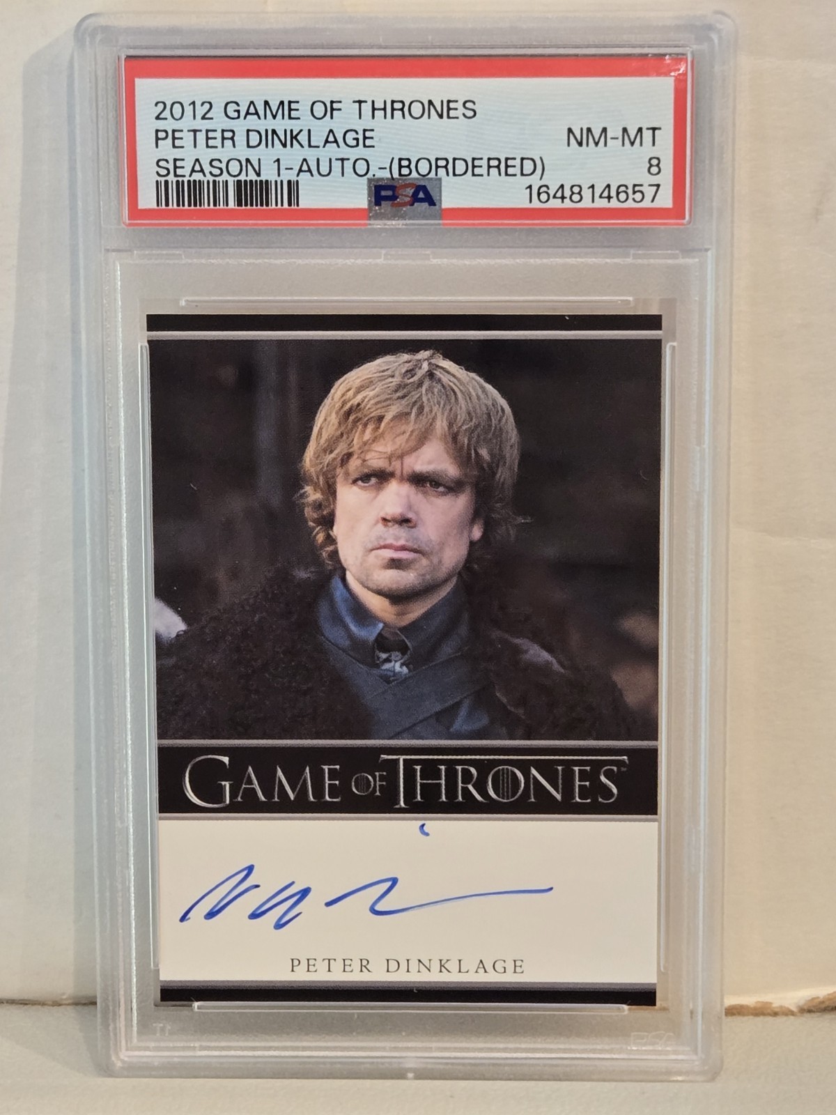 2012 Game of Thrones Season 1 Peter Dinklage Autograph Bordered PSA NM-MT 8 Card