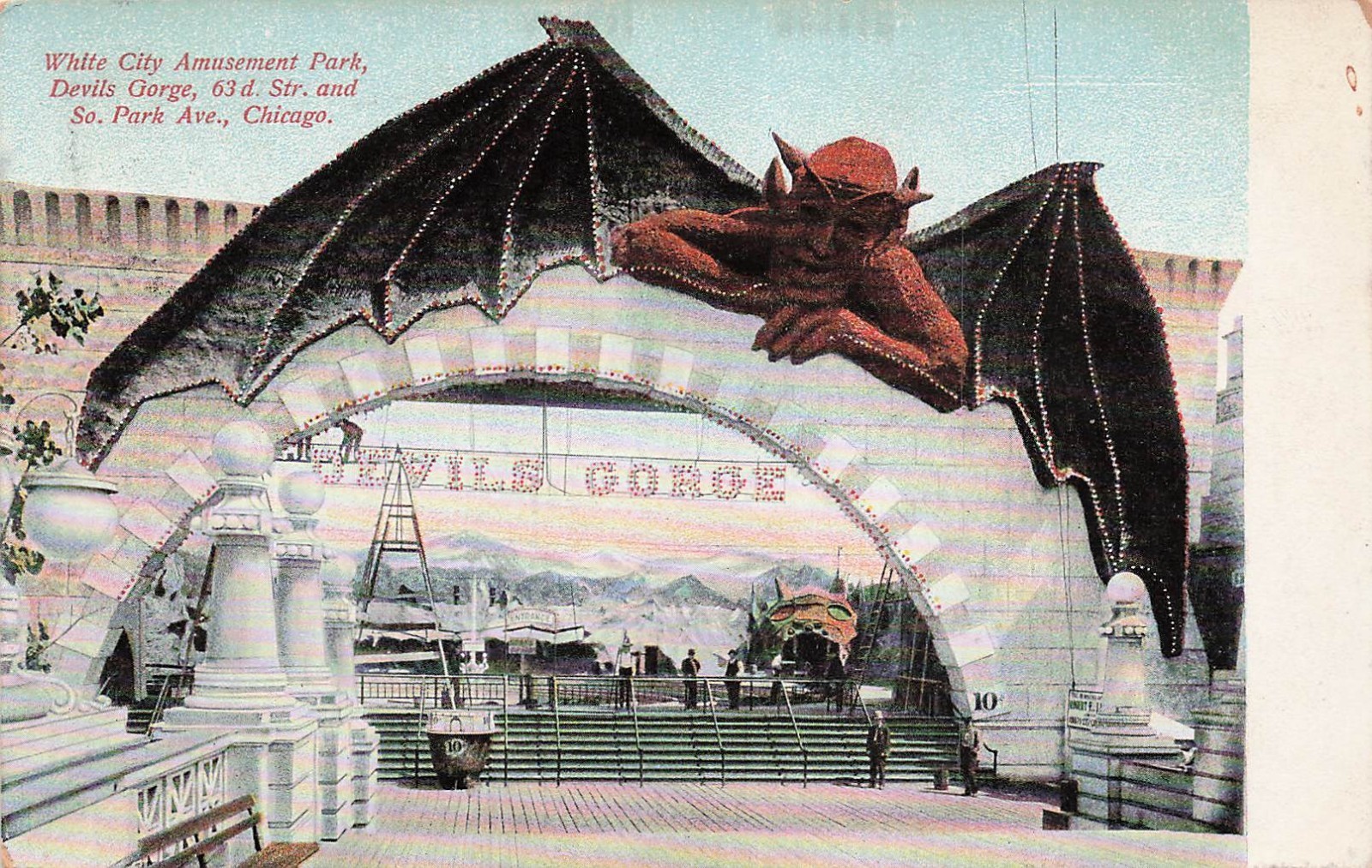 Chicago White City Amusement Park Devils Gorge Vtg Postcard J74
