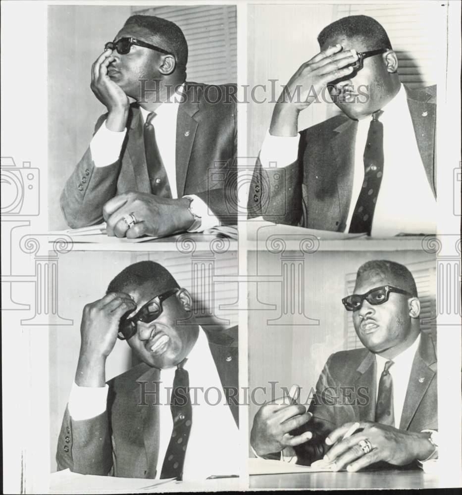 1966 Press Photo Lucius D. Amerson in various moods at Macon Sheriff Office