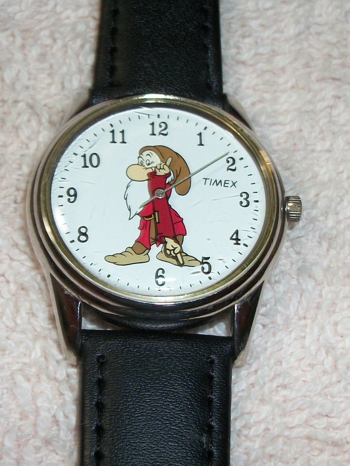 Disney Snow White & The Seven Dwarves Grumpy Dwarf Timex Watch w/ New Battery 