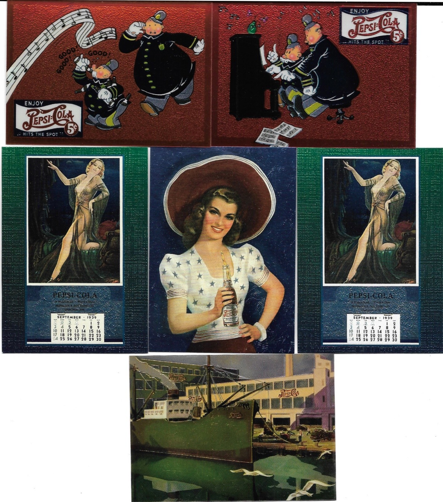 PEPSI COLA - 1994 & 1995 lot of 10 chrome - foil insert cards - 