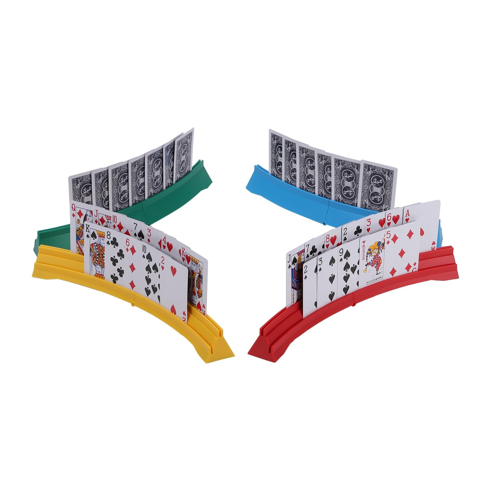 4 Pack Card Holders for Playing Cards,Double Layered Stackable Storage Game C...