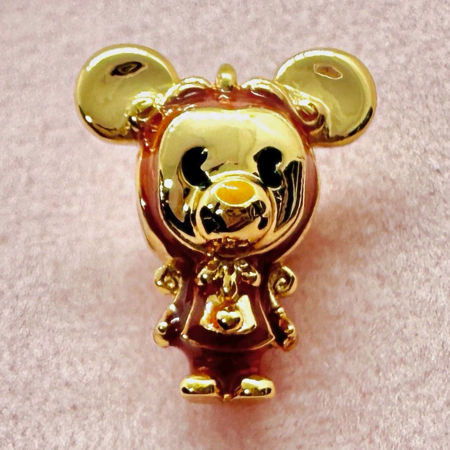 Disney Mickey Mouse as Cogsworth Gold-Tone Charm Bead Silver S925