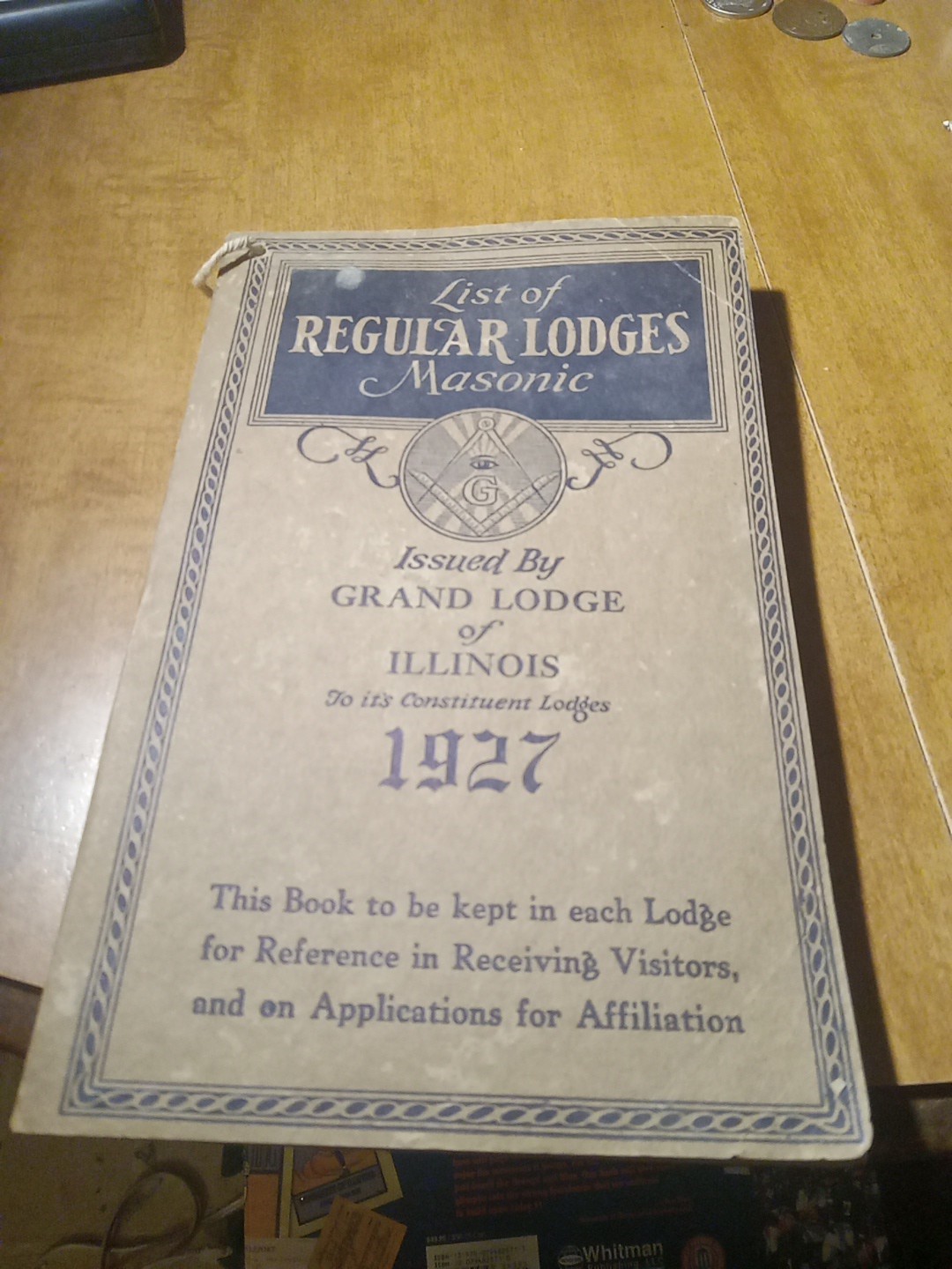 1927 Freemason Masonic List Of Regular Lodges Of Illinois Vintage