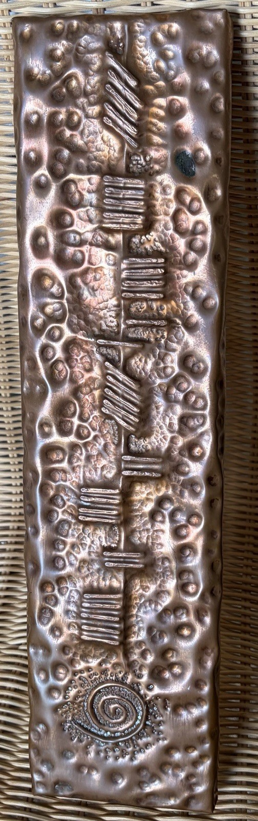 Vintage Celtic Copper Plaque Handwrought Ancient Alphabet Ogham Ireland Art