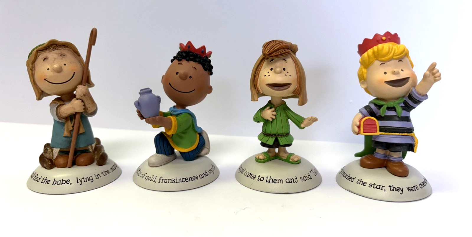 2014 HALLMARK PEANUTS Gallery Nativity - Wise Men 4 Handcrafted Figurines - NIB