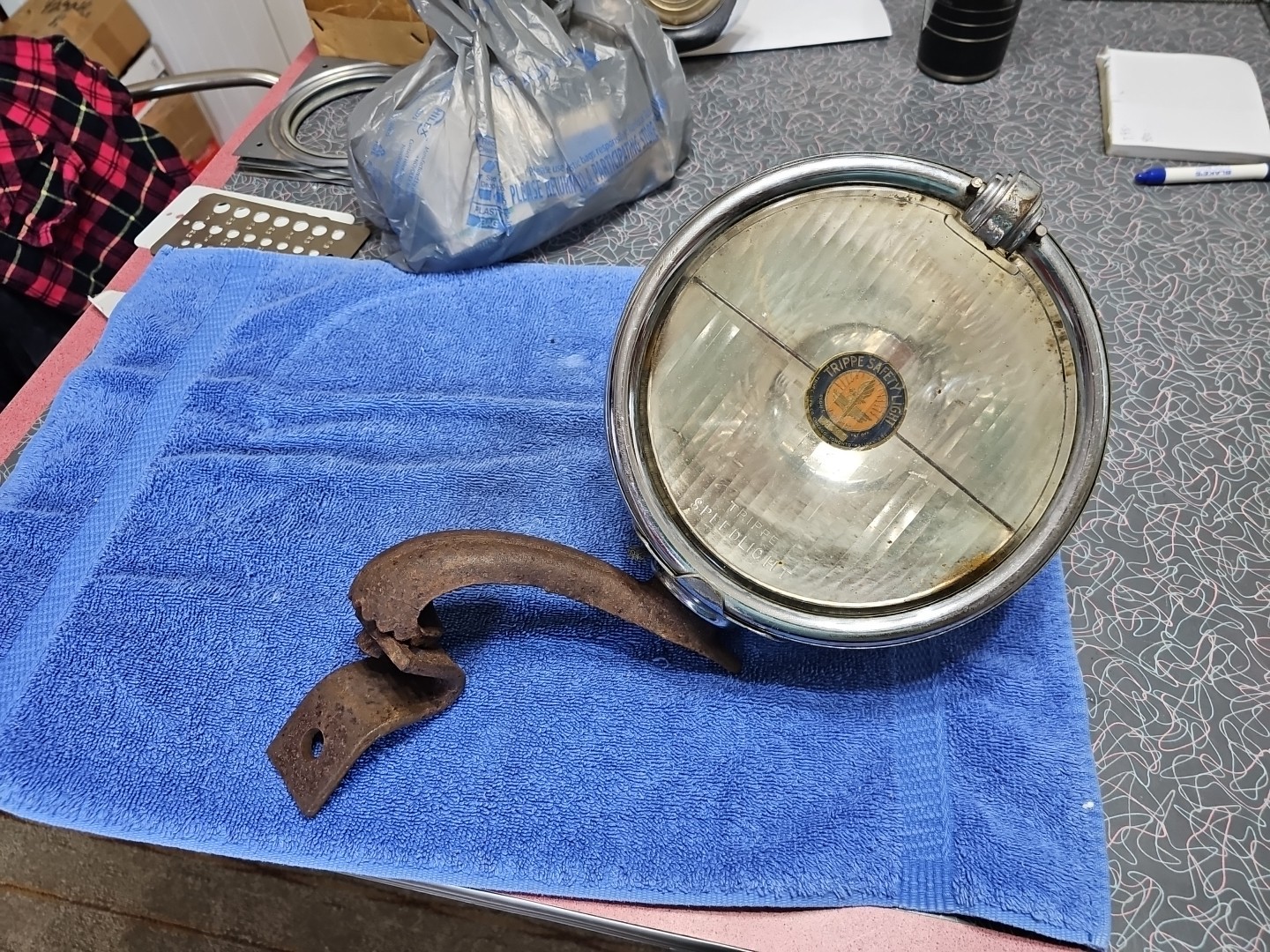 Vintage Trippe Speedlight Safety Light Head Light W/bracket Rat Rod Untested