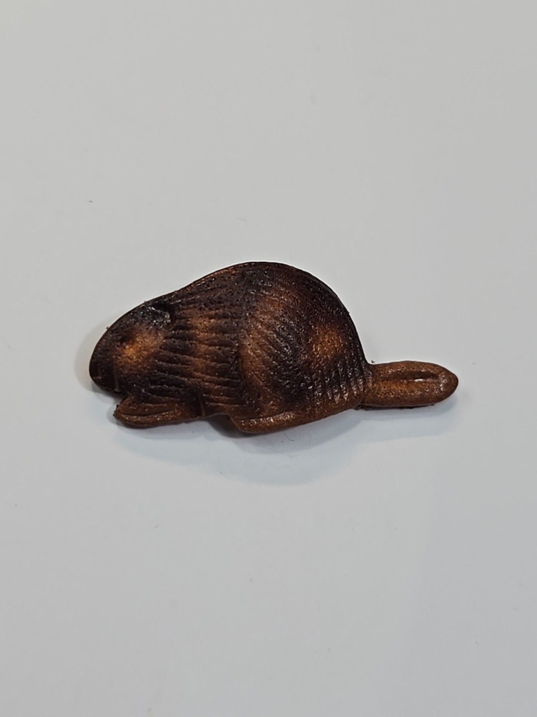 Beaver Lapel Pin Hand Tooled & Painted Leather
