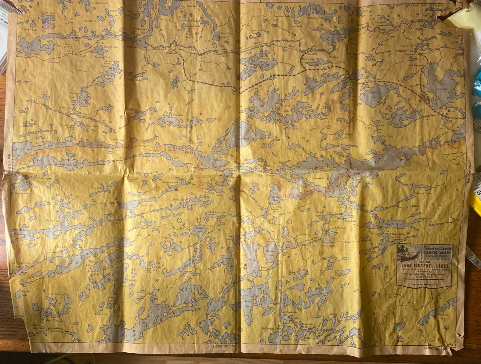 Vintage Four Superior Quetico Canoe / Lakes Maps, No 104