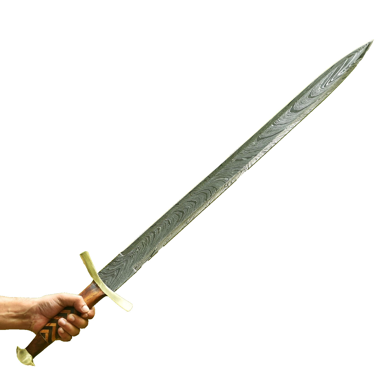 Damascus Double edge Blade Knight Longsword Battle European Longsword